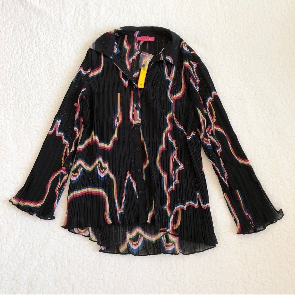 Catherine Malandrino Pleated Bell Sleeve Blouse